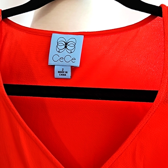 CeCe Candy Apple Red Ss dress w ruffle asymetrical front NWT - Picture 2 of 10